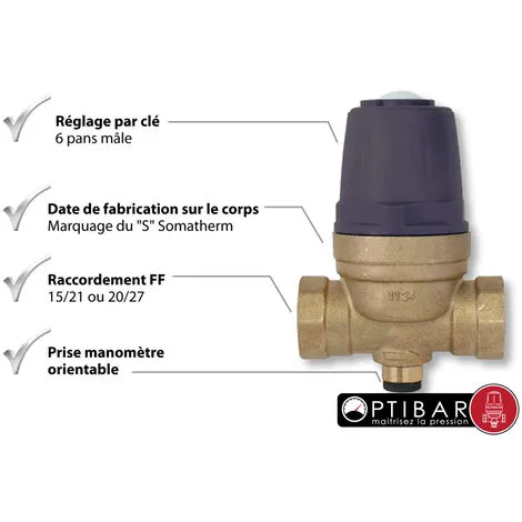 SOMATHERM Réducteur Pression OPTIBAR 25 Bar à Membrane FF 3/4'' (20/27) 2 SOMATHERM Réducteur Pression OPTIBAR 25 Bar à Membrane FF 3/4'' (20/27) – Image 2
