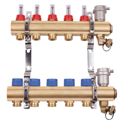 Collecteurs PCBT F 1" Avec Débitmètres 10 Départs M 3/4EK Laiton Brut - Somatherm 1 Collecteurs PCBT F 1" Avec Débitmètres 10 Départs M 3/4EK Laiton Brut - Somatherm