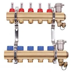Collecteurs PCBT F 1" Avec Débitmètres 12 Départs M 3/4EK Laiton Brut - Somatherm