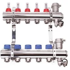 Collecteurs PCBT F 1" Avec Débitmètres 10 Départs M 3/4EK Laiton Chromé - Somatherm