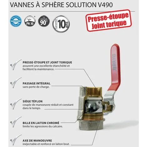 Vanne à Sphère PN30 Passage Intégral ACS Poignée Rouge à Purge F/F 1"(26x34) SOMATHERM 2 Vanne à Sphère PN30 Passage Intégral ACS Poignée Rouge à Purge F/F 1"(26x34) SOMATHERM – Image 2