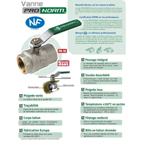 Vanne à Sphère NF PN25 Passage Intégral ACS Papillon Vert M/M 3/8"(12x17) SOMATHERM 2 Vanne à Sphère NF PN25 Passage Intégral ACS Papillon Vert M/M 3/8"(12x17) SOMATHERM – Image 2