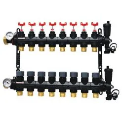 Collecteur Plancher Chauffant Composite Femelle 1" (26/34) - 8 Départs Mâle 3/4" (20/27) EK - Somatherm