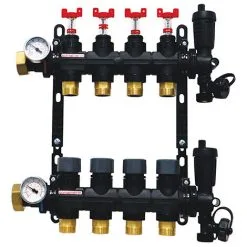 Collecteur Plancher Chauffant Composite Femelle 1" (26/34) - 4 Départs Mâle 3/4" (20/27) EK - Somatherm