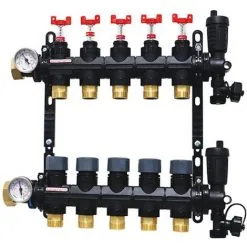 Collecteur Plancher Chauffant Composite Femelle 1" (26/34) - 5 Départs Mâle 3/4" (20/27) EK - Somatherm