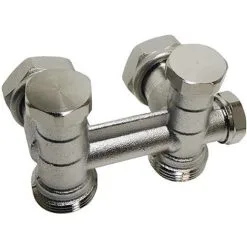 Vanne Double Corps équerre Monotube Pour Radiateur 6 Connexions Mural - écrou 3/4" (20/27) - Mâle 3/4 EK - Somatherm