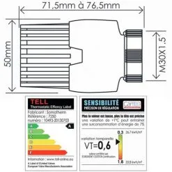 Tête Thermostatique VT 0,56 + Corps EQUERRE Inversée Mâle 3/4" (20/27) EK - Somatherm -Promos SOMATHERM Magasin 7865503 3