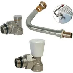 SOMATHERM KIT Raccordement Radiateur Avec Robinet Manuel - PER à Sertir Ø13x16
