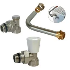 SOMATHERM KIT Raccordement Radiateur Avec Robinet Manuel - à Visser Mâle Ø15x21